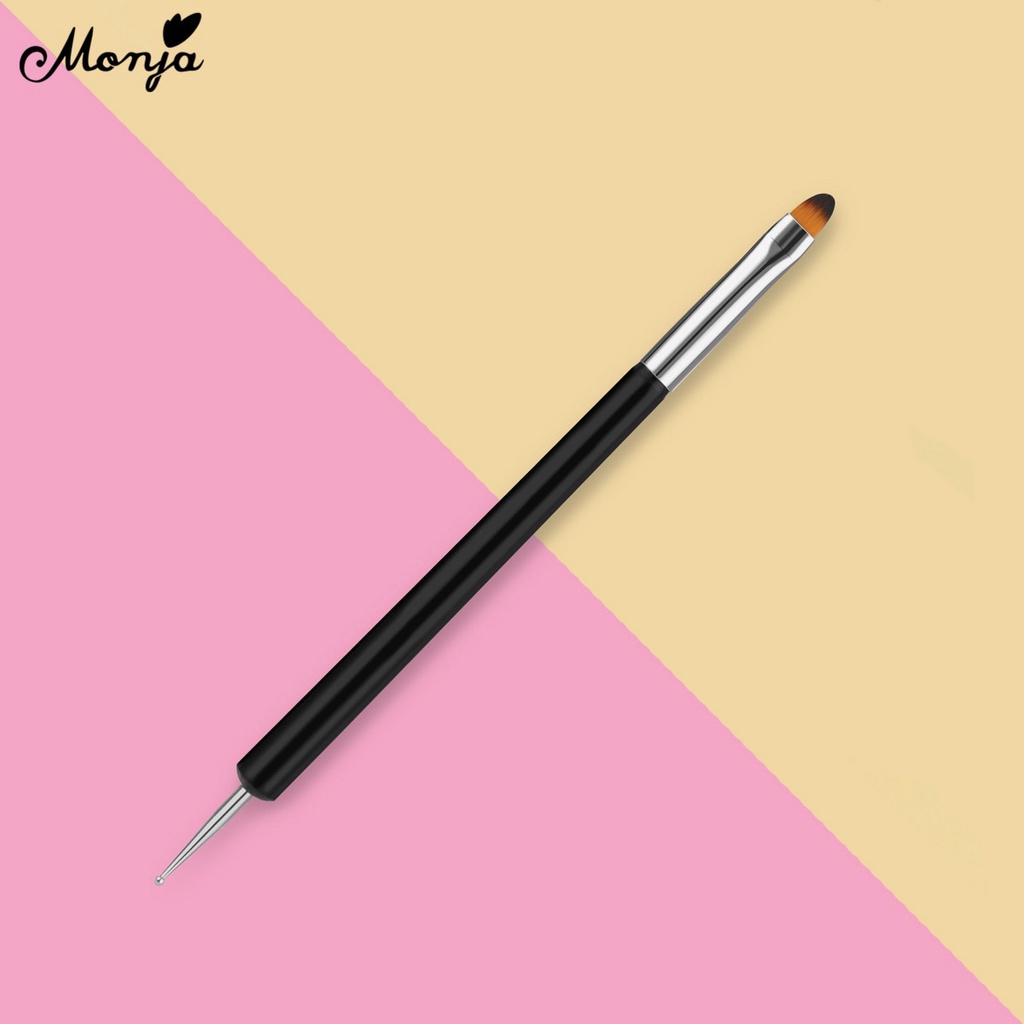 Cọ làm móng nghệ thuật MONJA màu đen hai đầu đính đá trang trí móng