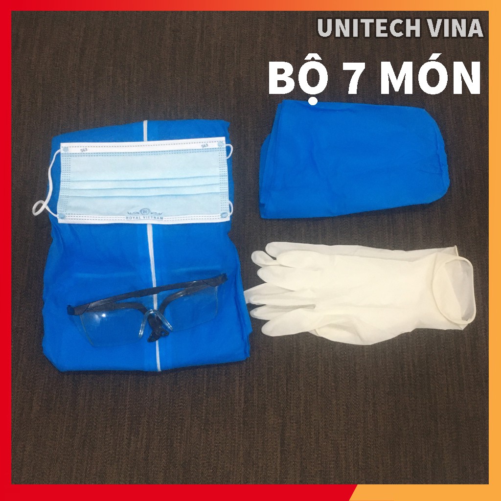 [Sỉ SLL] Quần áo phòng dịch đã kiểm định ISO- Bộ phòng dịch 7 món và 4 món dùng một lần an toàn và tiện dụng form lớn