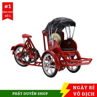 Mô Hình Xe Xích Lô Sắt kim loại - Màu Đỏ - Quà Tặng