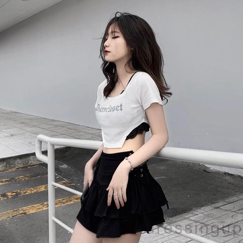 Áo Kiểu Dệt Kim Cổ Vuông In Chữ Đính Kim Cương Nhân Tạo Thời Trang Cho Phụ Nữ