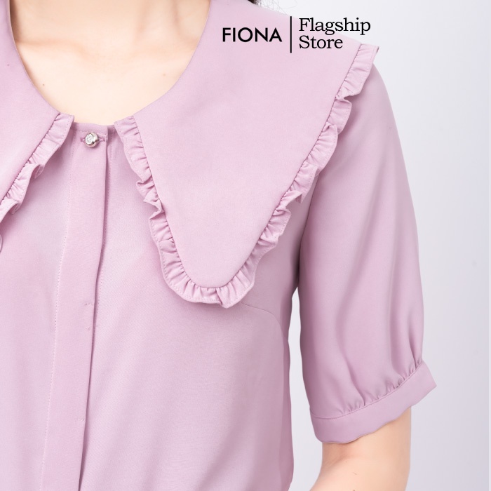 Áo sơ mi nữ tay lỡ cổ bèo FIONA, Sơ mi công sở tay nhún dáng suông mã F551201