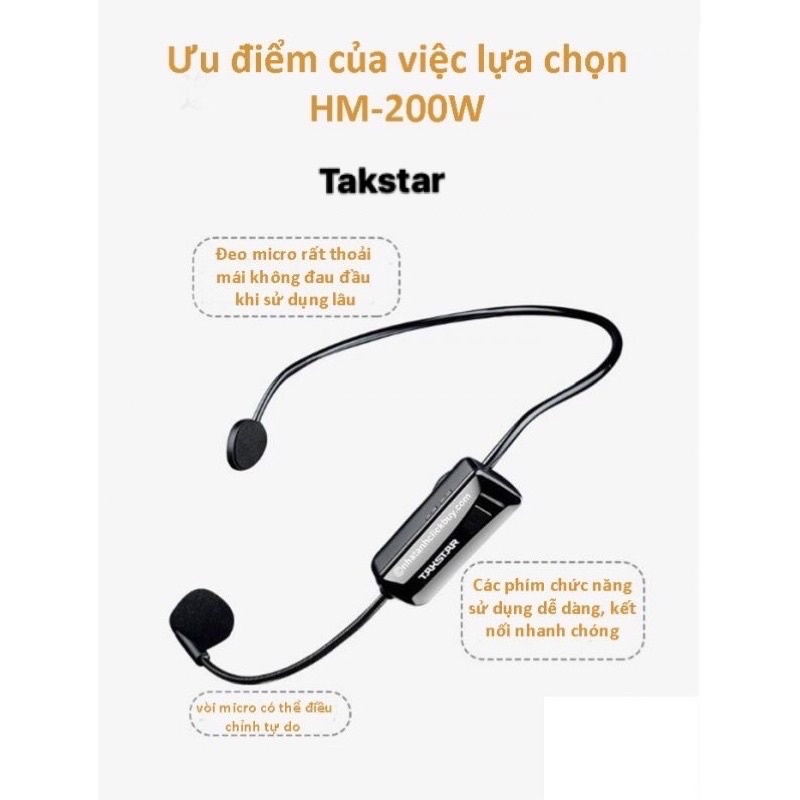 Micro trợ giảng không dây Takstar HM-200W kèm đầu thu