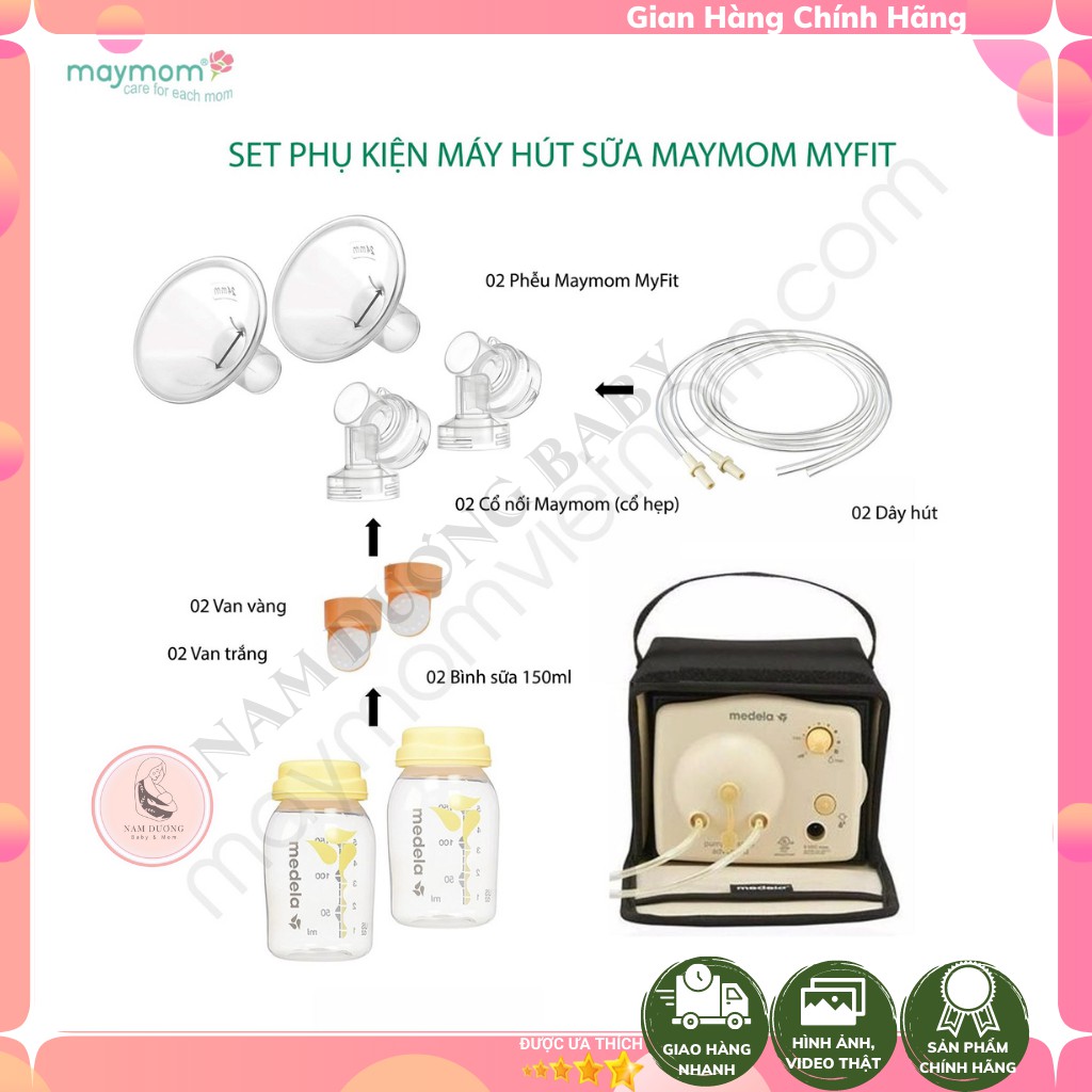Bộ phụ kiện Maymom dùng cho máy hút đôi các sz 13-15-17-19-21-24mm