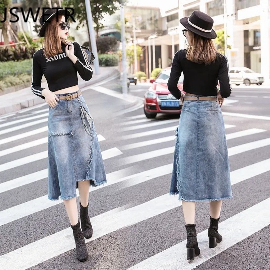 Chân Váy Denim Lưng Cao Siêu Đẹp Nước ngoài