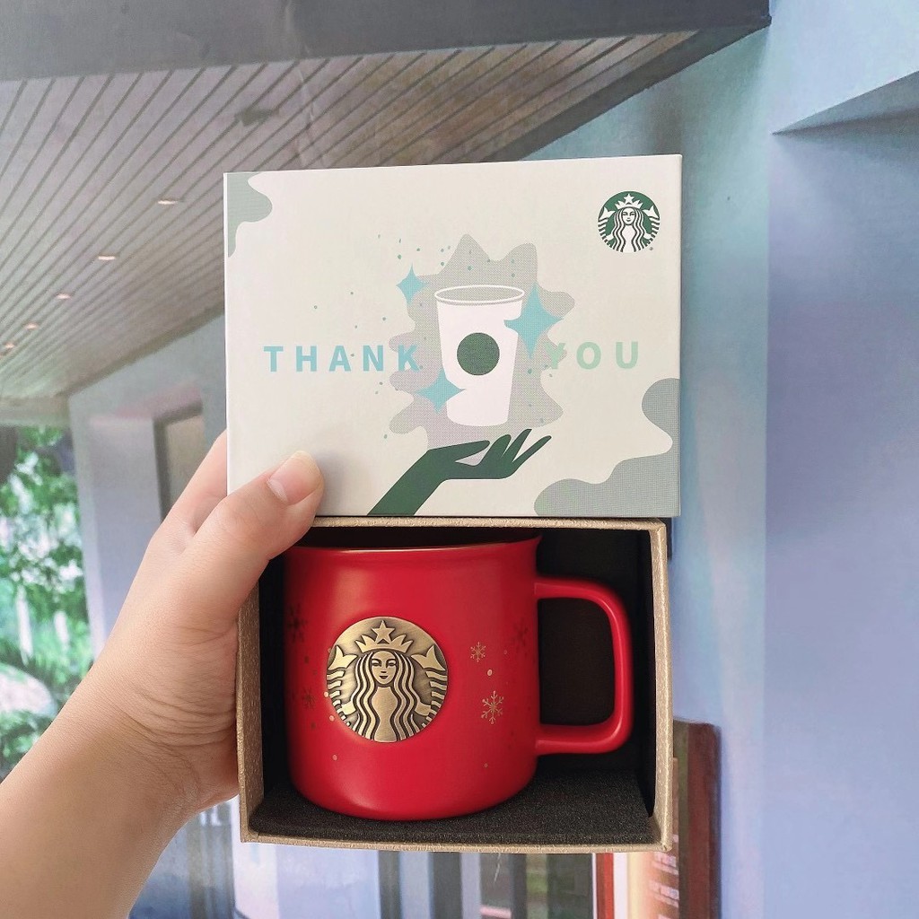 Hộp quà tặng Ly sứ STARBUCKS Thank you 2 màu Dung tích 355 ml | BigBuy360 - bigbuy360.vn