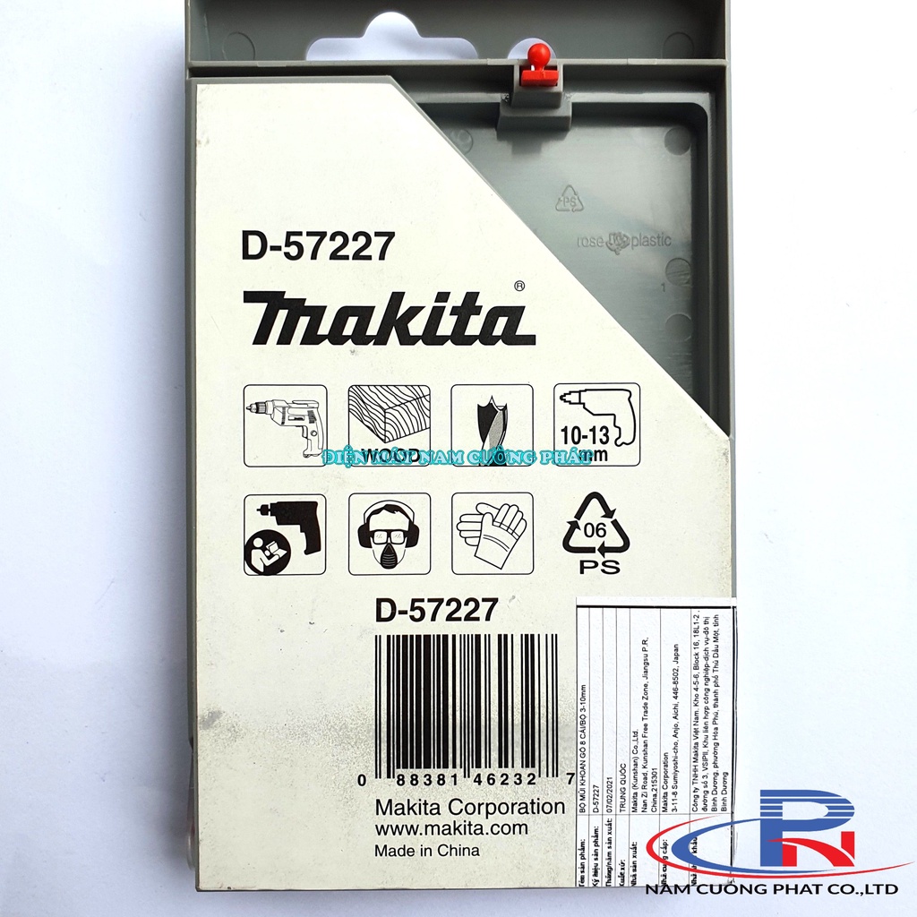 Bộ mũi khoan gỗ 8 chi tiết 3-10mm Makita D-57227