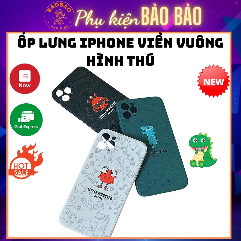 Ốp lưng viền vuông hình thú  vui nhộn cho iphone 6/6p/7p/x/xsm/11/11pm/12/12pm