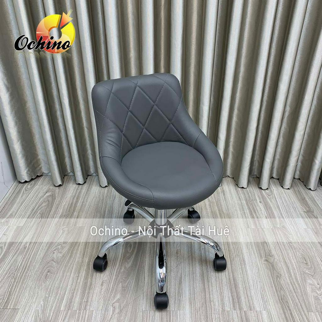 Ghế Makeup Chân Bánh Xe Nhện Bạc Mẫu Nỉ Da Bền Đẹp (Hàng Sẵn)