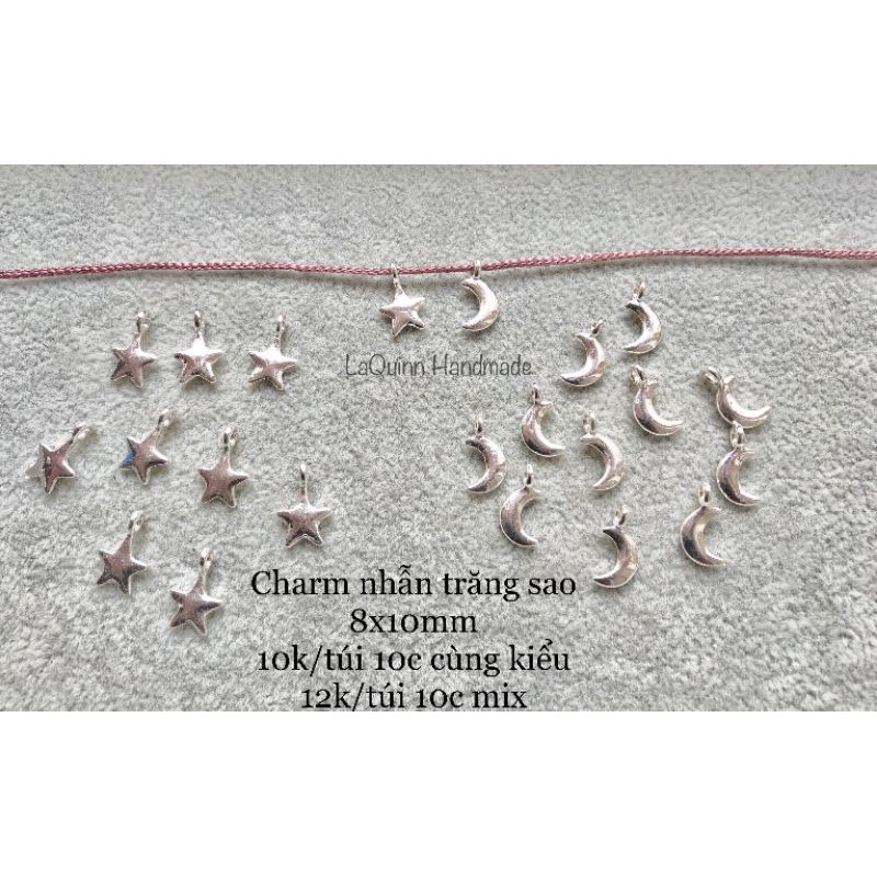 Charm trăng sao mini, charm làm nhẫn - nguyên liệu handmade