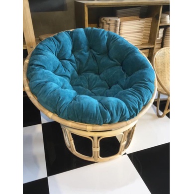 Ghế Mây Papasan, Ghế Lười Thư Giãn Đệm Ghế Tròn Phong Cách Vintage Sơn Phủ PU 3 Lớp (MÀU NỆM TỰ CHỌN)