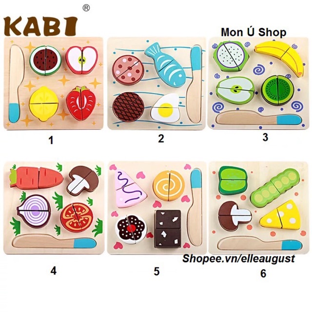 [KM MUA 5 TẶNG 1] Set tập cắt rau củ hoa quả đồ ăn Kabi cho bé phát triển kỹ năng