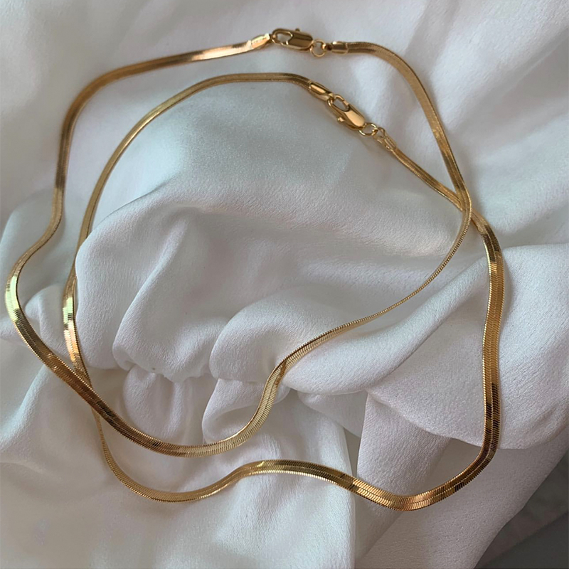 Vòng Cổ Choker Dạng Xích Rắn Mạ Vàng / Bạc Thời Trang Phong Cách Punk Unisex