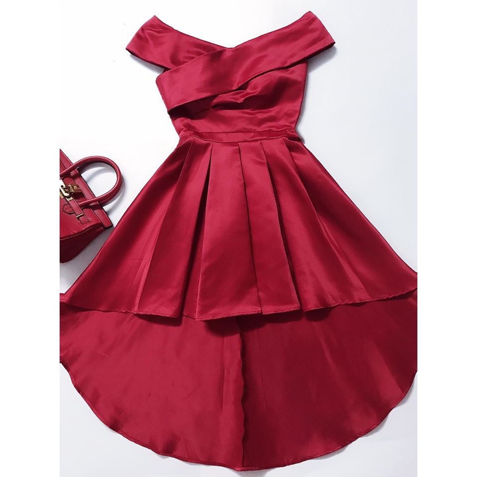 [ xả kho ] MiD Đầm đỏ gấm Hàn V1297 công chúa Mie Design kèm ảnh thật