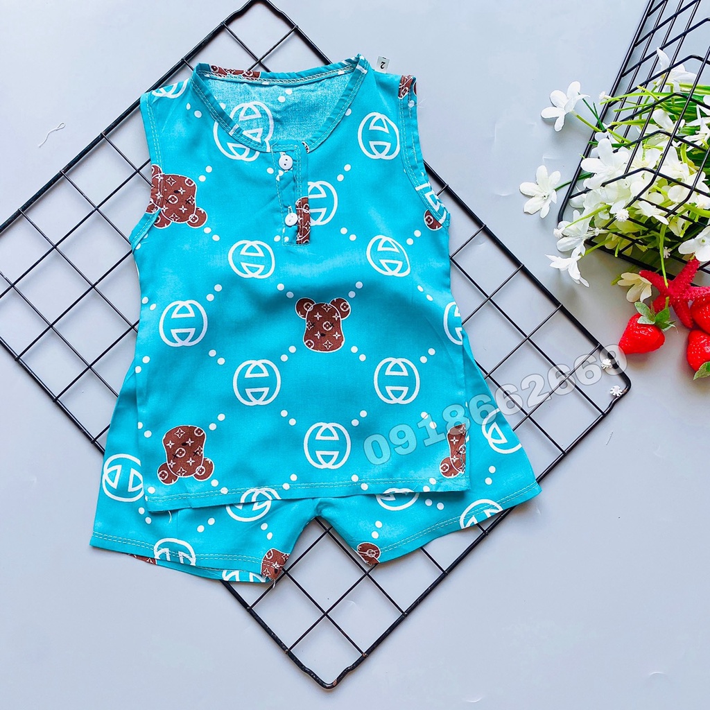 Bộ ba lỗ bé trai, vải lanh( tole) loại 1 size 5-22 kg