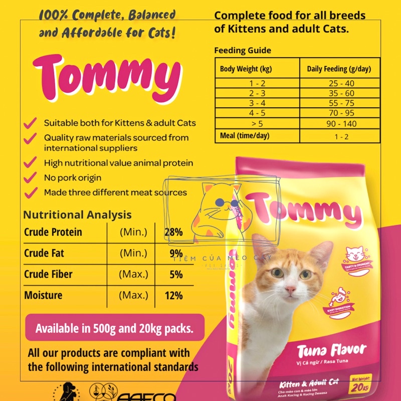 Thức ăn Tommy cho mèo gói 500g