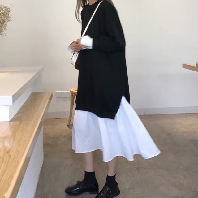 Váy dài đen trắng mẫu 2