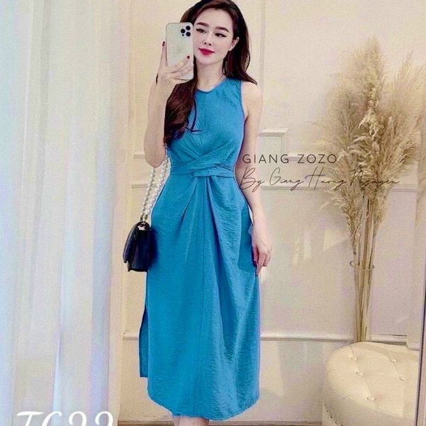 Sét váy maxi cổ yếm,lưng kết nơ cho nàng dạo phố ngắm hoa