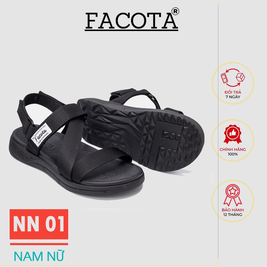 Giày Sandal Unisex Thể Thao Chính Hãng Facota NN01 quai dù