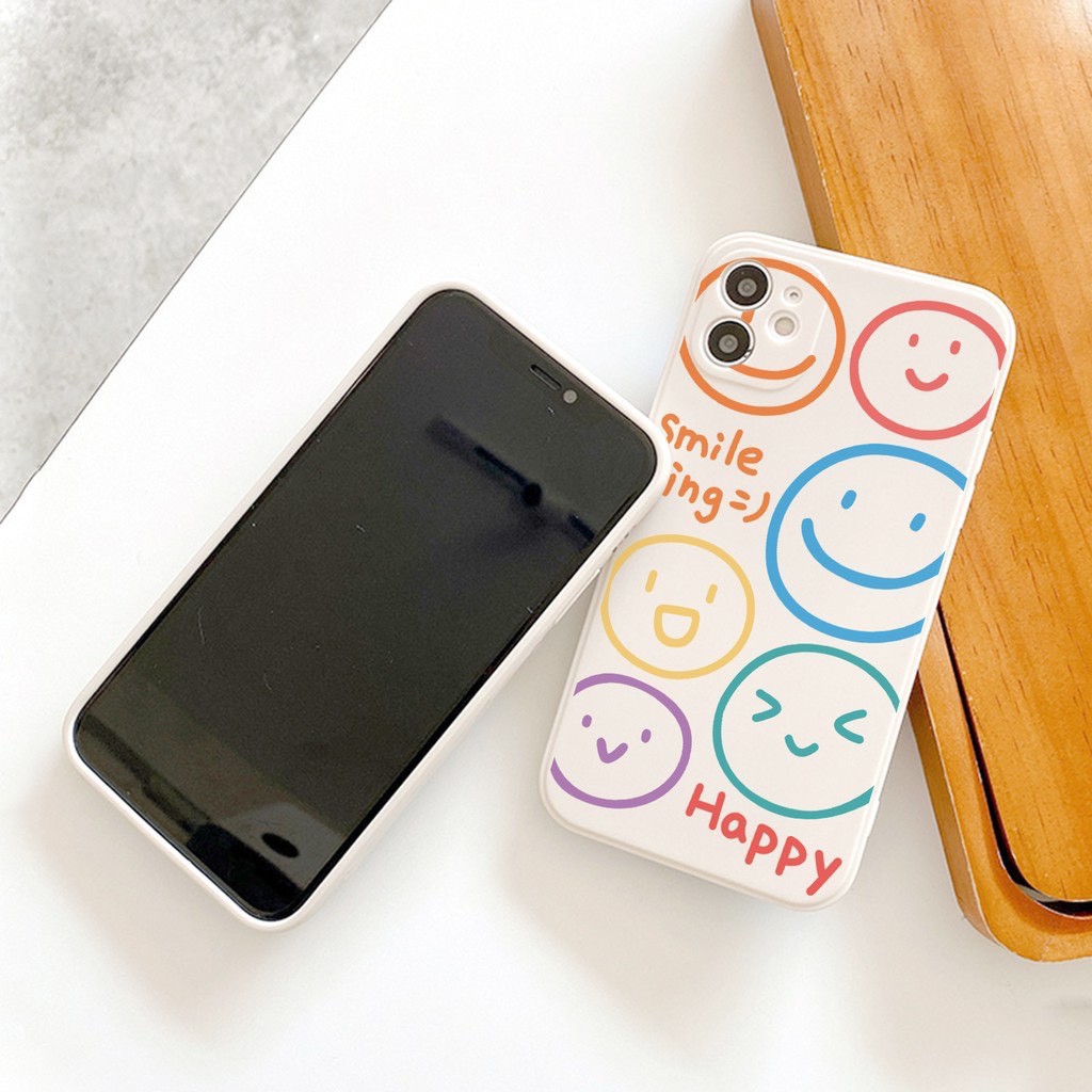 Ốp Lưng Iphone Viền Vuông Hình Mặt Cười Dễ Thương 7plus/8/8plus/x/xs/xs max/11/11pro/11 promax/12 /12pro/12promax