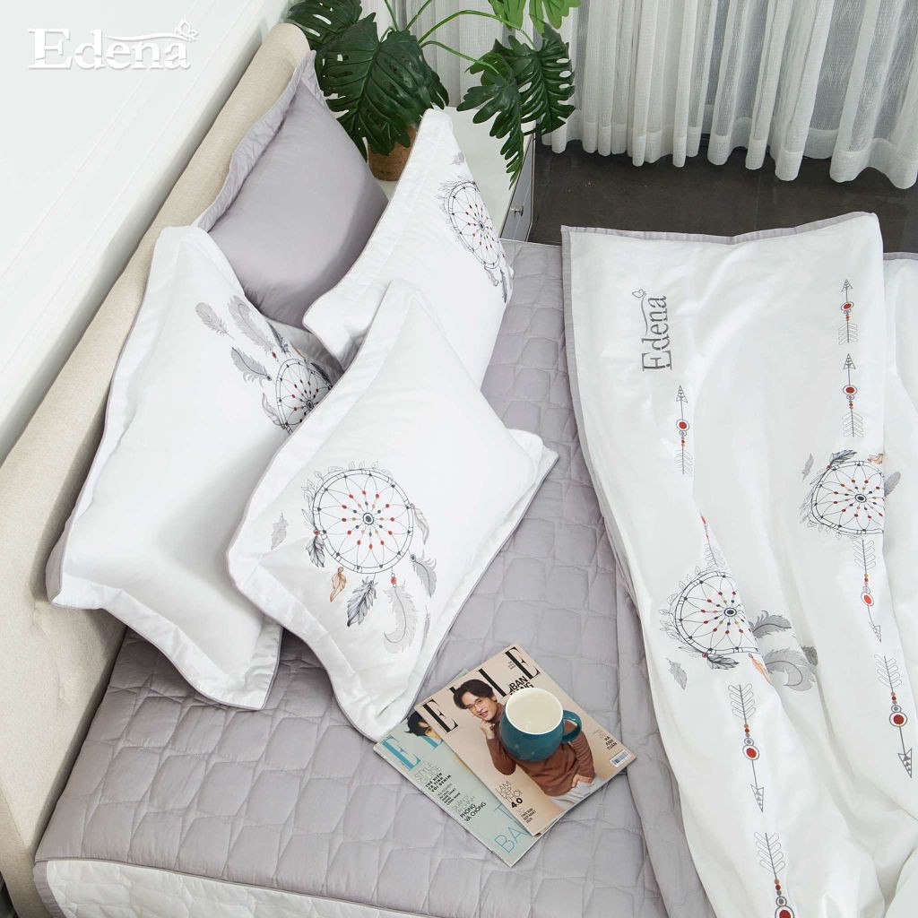 Trọn Bộ Ga 5 món Edena Cotton Đặc Biệt 528 thoáng mát, êm ái