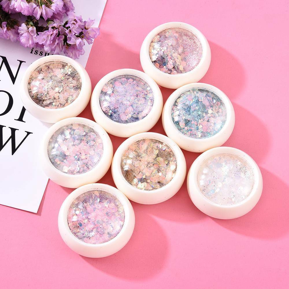 Hộp Phụ Kiện Kim Tuyến Lấp Lánh Trang Trí Móng Hình Lục Giác 3D Mới