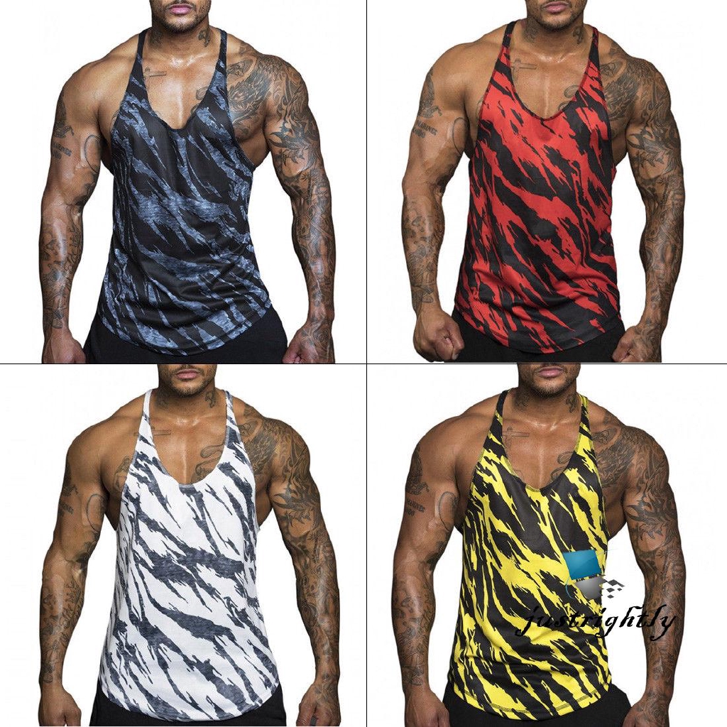 Áo Thun Tank Top Họa Tiết Rằn Ri %0020 Cho Nam Tập Gym