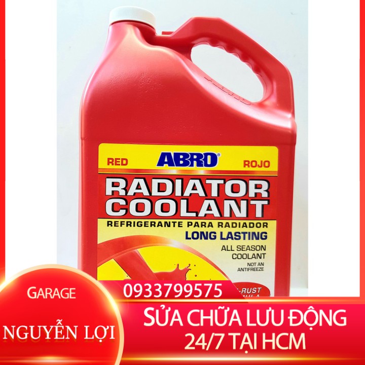 [ SỬA CHỮA LƯU ĐỘNG 24/7 HCM ] Nước Làm Mát Động Cơ Ô Tô ABRO ENGINE COOLANT Đỏ 3.78 lít GARA NGUYỄN LỢI