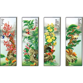 Tranh đính đá mai cúc trúc tùng df252 146x109cm,chưa đính