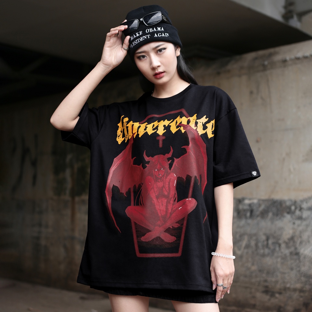 Áo Thun Limerence Màu Đen Chất Liệu 100% Cotton Thoáng Mát Form Rộng In Hình