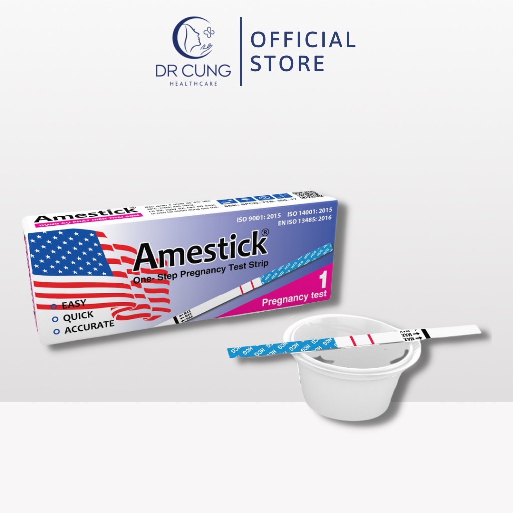 Bác Sĩ Cung Que Thử Thai Amestick - Que Test Nhanh, Chính Xác, Phát Hiện Mang Thai Sớm (1 Que) [Chính Hãng]