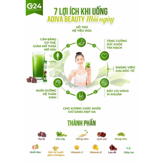 Adiva beauty tía tô linh chi 30 gói