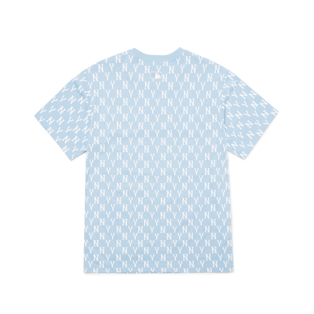 ÁO BASIC MONOGRAM ALLOVER SHORT SLEEVE NY🔥CHÍNH HÃNG🔥T-shirt Ngắn Tay Logo NY Màu Xanh Nhạt  - SIMPLE SNEAKE
