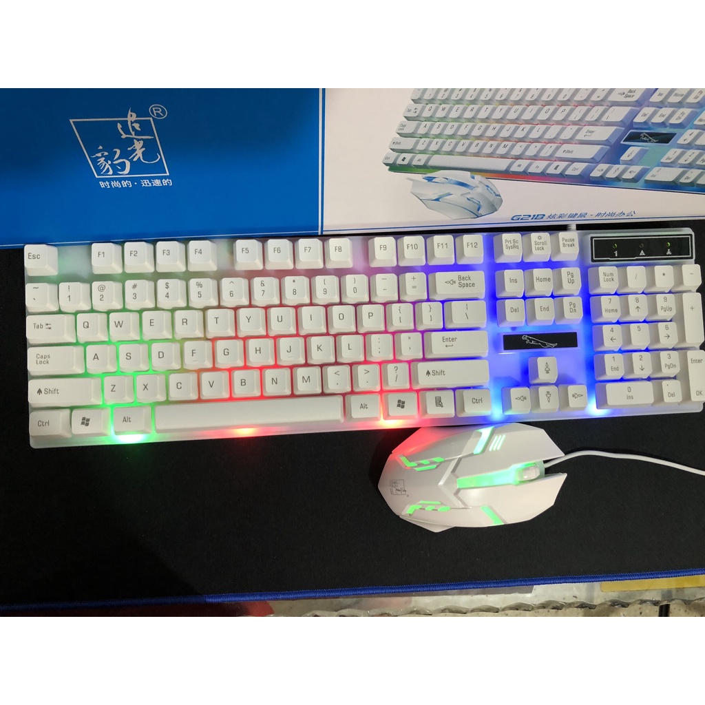 bộ combo phím chuột giả cơ G21B, phím chơi game có led