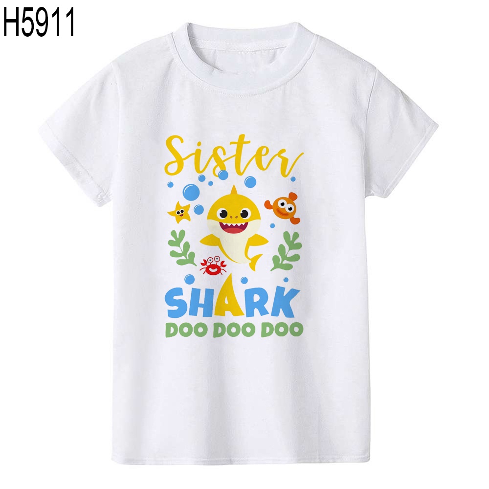 Áo Thun In Hình Cá Mập Hoạt Hình Cho Gia Đình