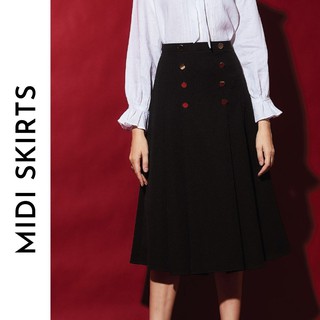 Chân váy dài lưng cao midi nữ at moda de lita