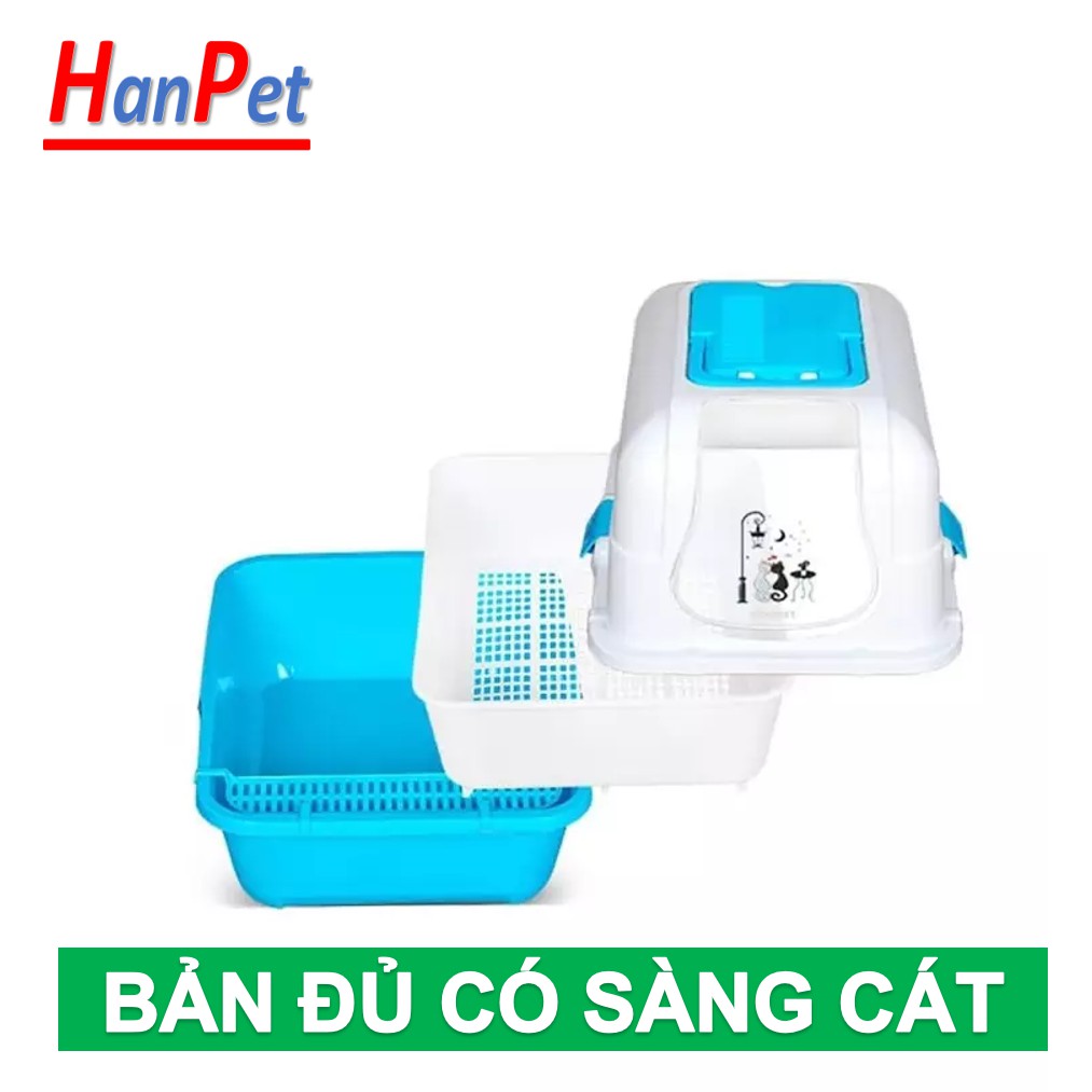 Hanpet.GV- HOT Nhà Vệ Sinh cho Mèo 5 loại Thế hệ mới nắp gập Loại nhà AG+ nhựa siêu bền và loại NVS có lọc khí