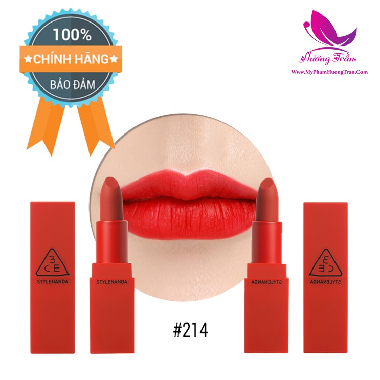 Bộ 2 Son Lì 3CE Red Recipe Matte Lip Color #214 Squeezing - Màu Đỏ Tươi - Chính Hãng 100%