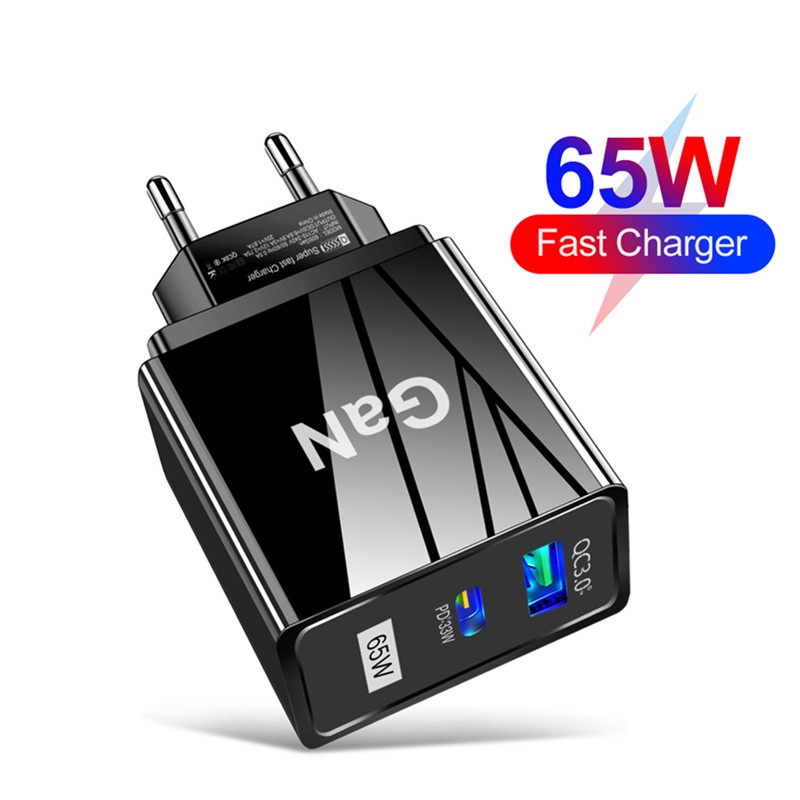 Bộ sạc nhanh 65W GaN Bộ sạc PD33W + QC3.033W Bộ sạc di động PD USB Type C