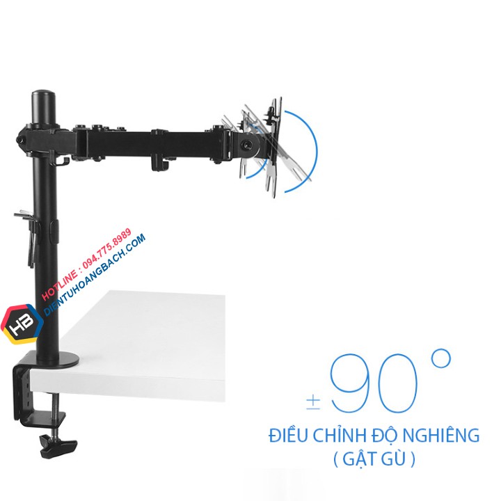 GIÁ TREO HAI MÀN HÌNH M052 17 – 27 INCH KẸP BÀN – TAY TREO 2 MÀN HÌNH MÁY TÍNH XOAY 360 ĐỘ [ Rẻ Hơn NB F160 ]