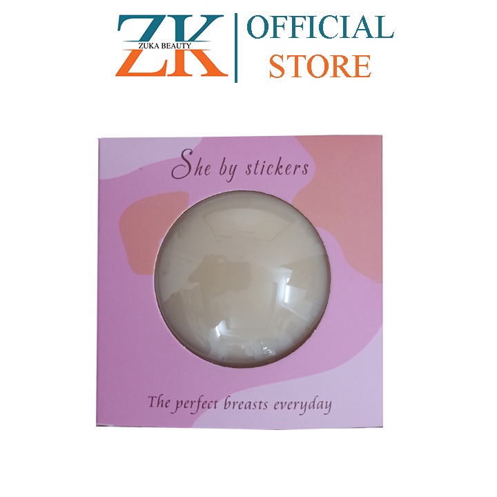Miếng dán ngực She By Stickers nhiệt tự thân hộp 3 cặp Zuka Beauty nâng ngực silicon trong suốt bám dính siêu tốt
