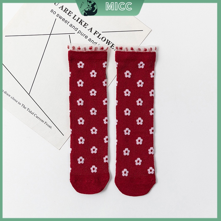 Đôi vớ cotton phối ren lưới thoáng khí cho bé