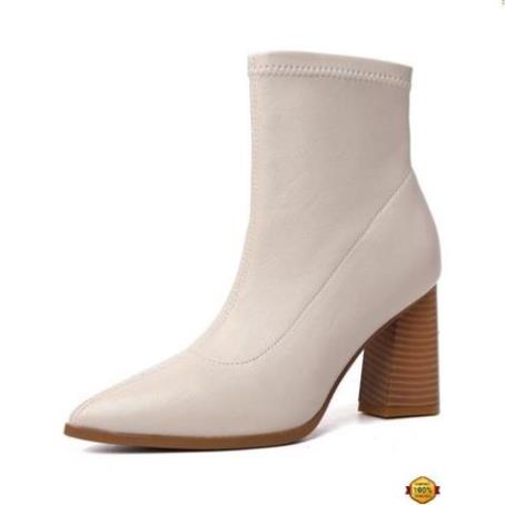 Boots cổ ngắn đế cao 8cm mũi nhọn xa '