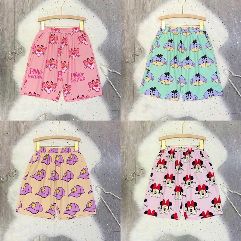 Quần Đùi Lưng Thun Hoạ Tiết Hoạt Hình Dễ Thương Ảnh Thật Shop Chụp