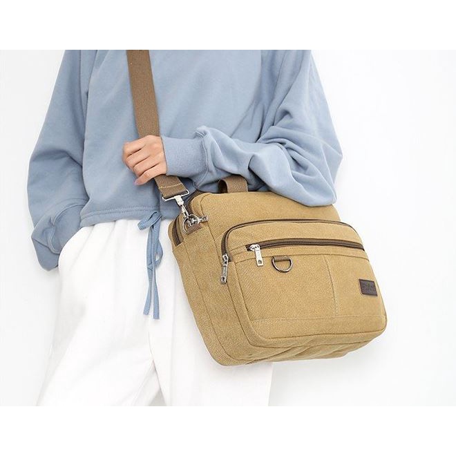 Túi đeo chéo nam size lớn vải bố canvas xách tay thời trang Hàn Quốc Túi đeo vai nữ Tuxa store