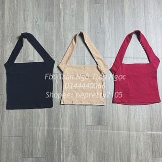 Áo croptop cổ yếm hở lưng basic vải đẹp
