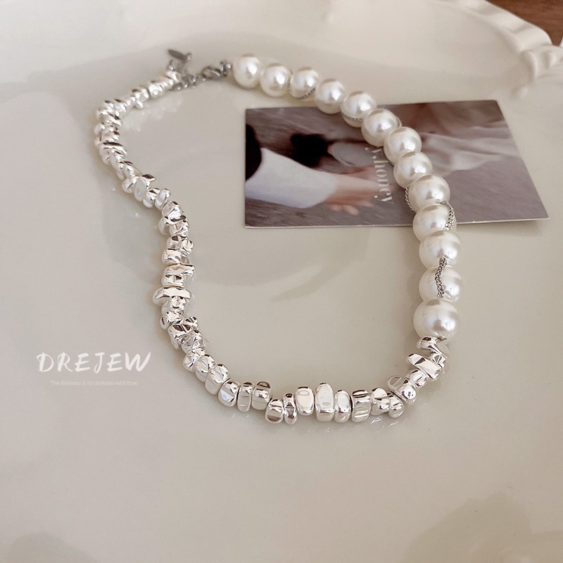DREJEW Dây Chuyền Hai Lớp Đính Hạt Ngọc Trai Phong Cách Hàn Quốc Chất Lượng Cao