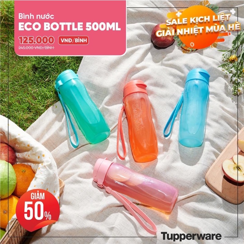 Bình nước Tupperware Eco Bottle 1L-750ml-500ml- Bình nước thể thao, đi học, làm việc trữ nước cả ngày thiết kế, màu đẹp