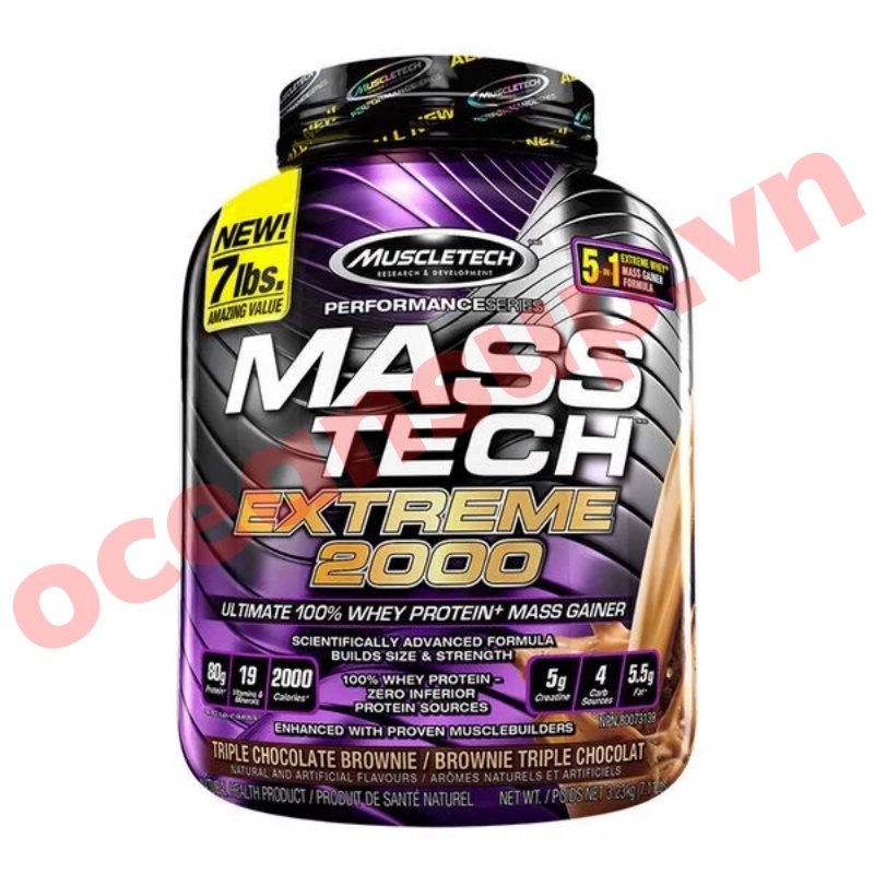 Muscletech Mass Tech Extreme 2000 Sữa Tăng Cân Tăng Cơ Năng Lượng Cao Hộp 7lbs