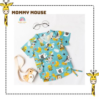 Bộ ngủ Pyjama cộc tay họa tiết hoạt hình, đồ bộ Yukata dễ thương cho bé