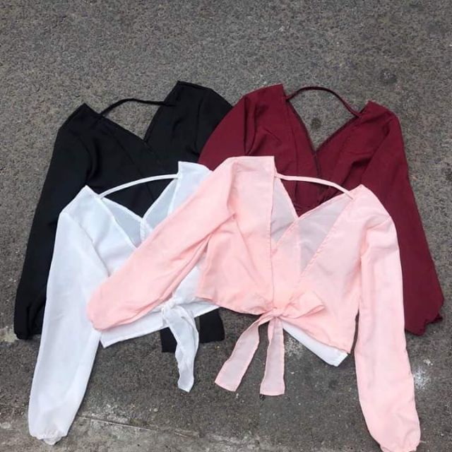 Áo voan cột nơ lưng